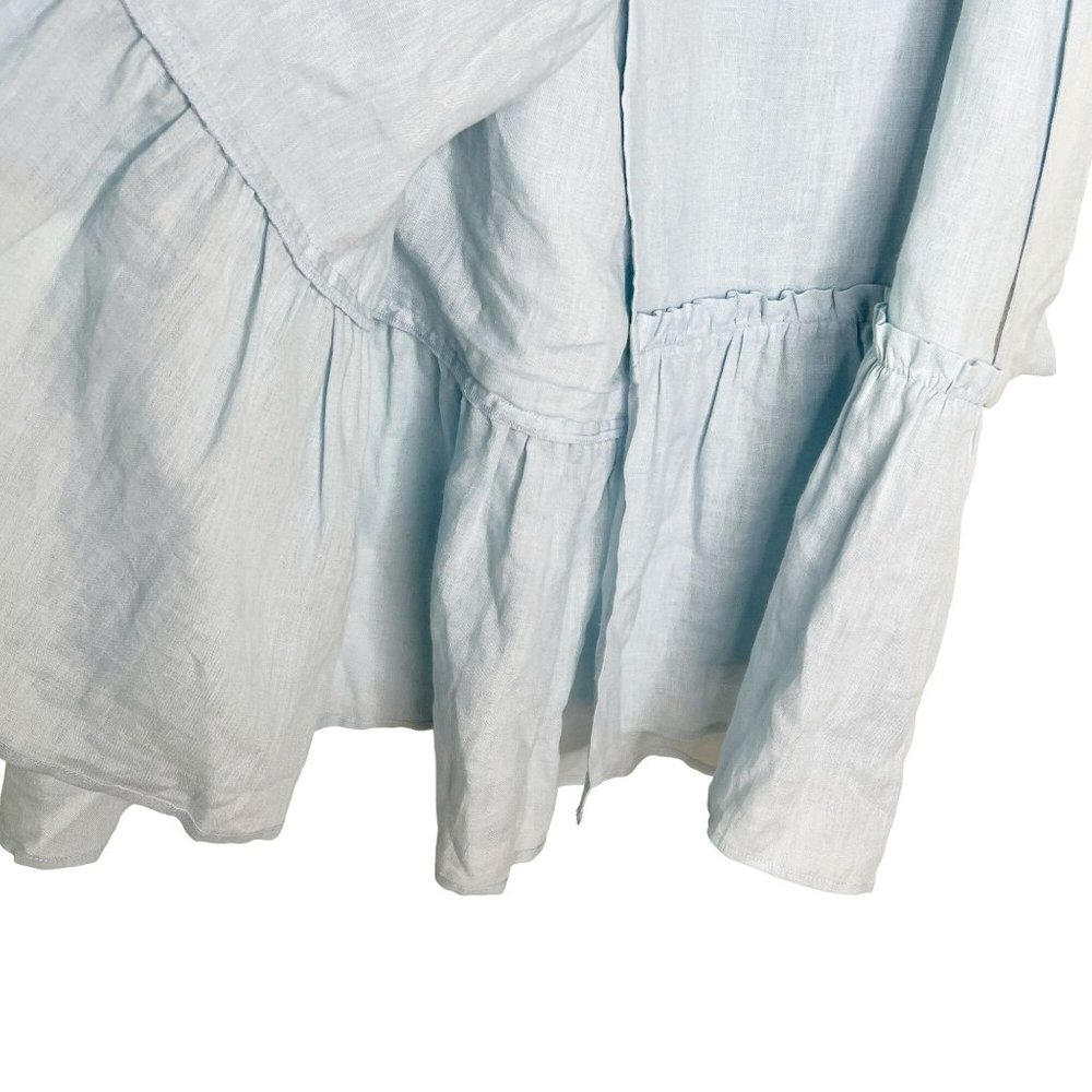 ANN MASHBURN Light Blue Midi Linen Wrap Skirt - Picture 5 of 8